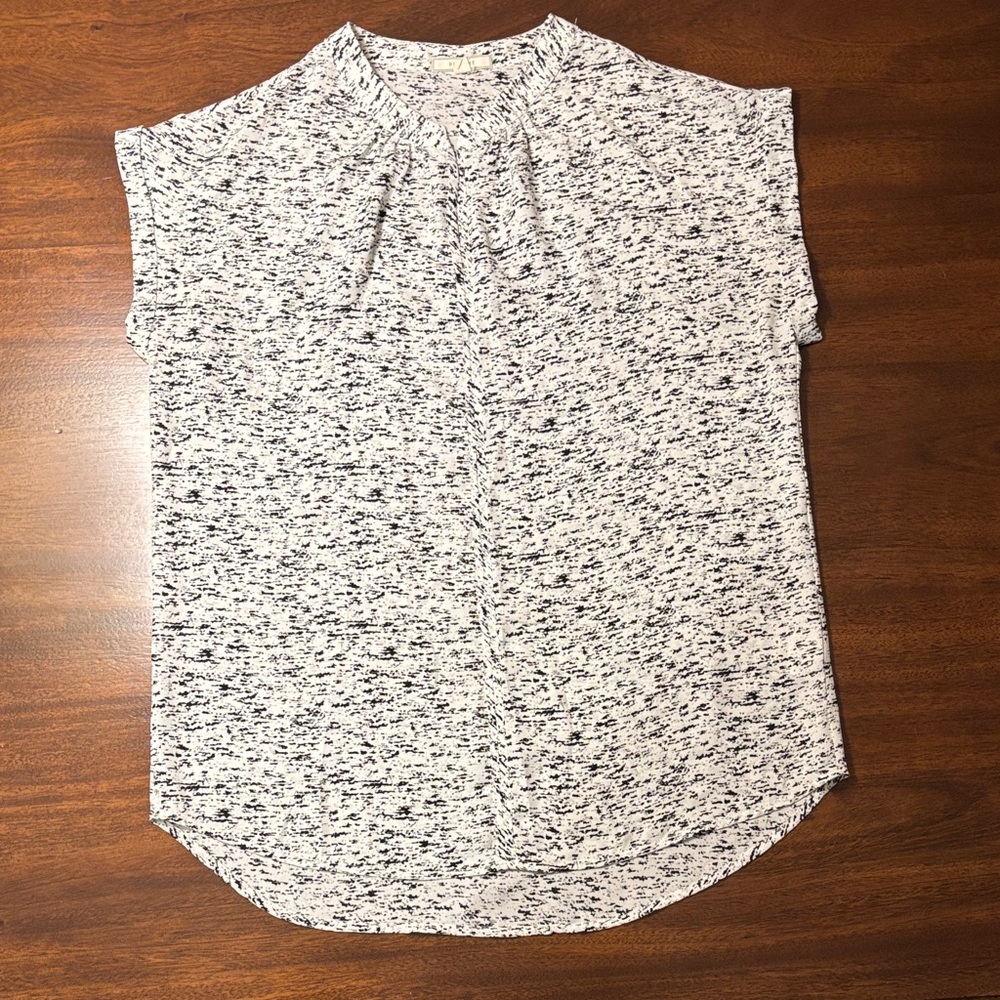 Pleione Black and White Speckled Blouse
